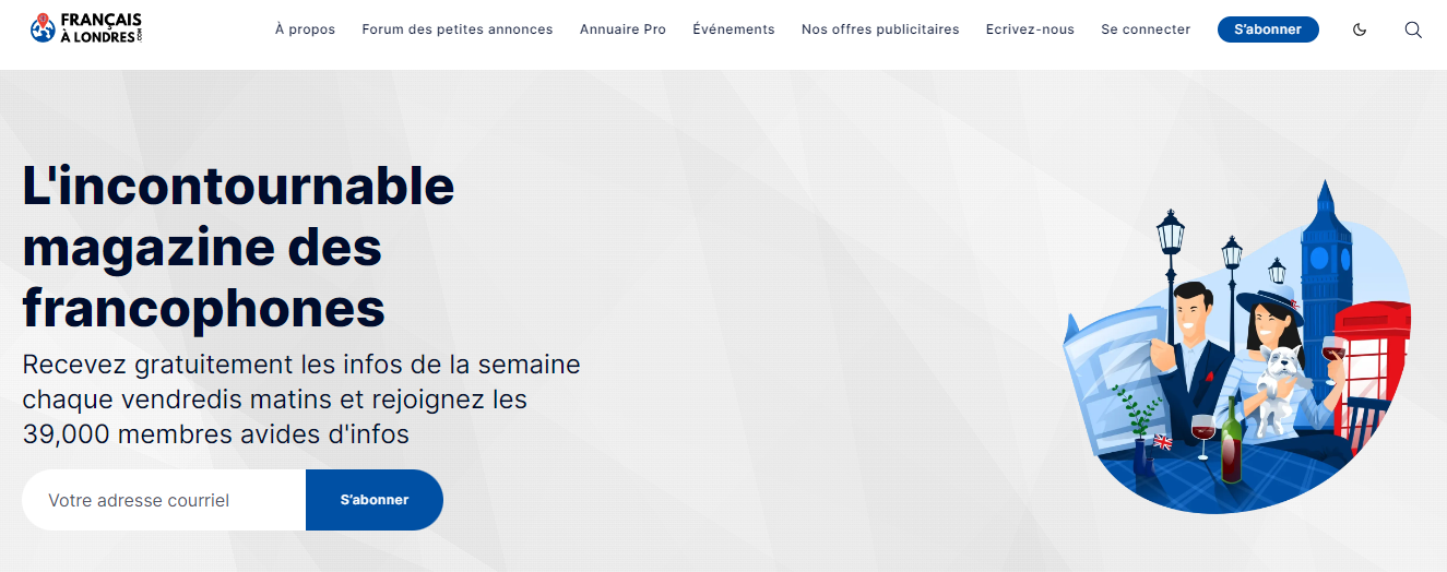 page d'accueil du site Français à Londres