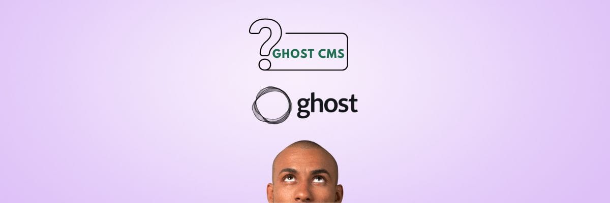 Image montrant le logo de Ghost CMS et une personne qui le regarde